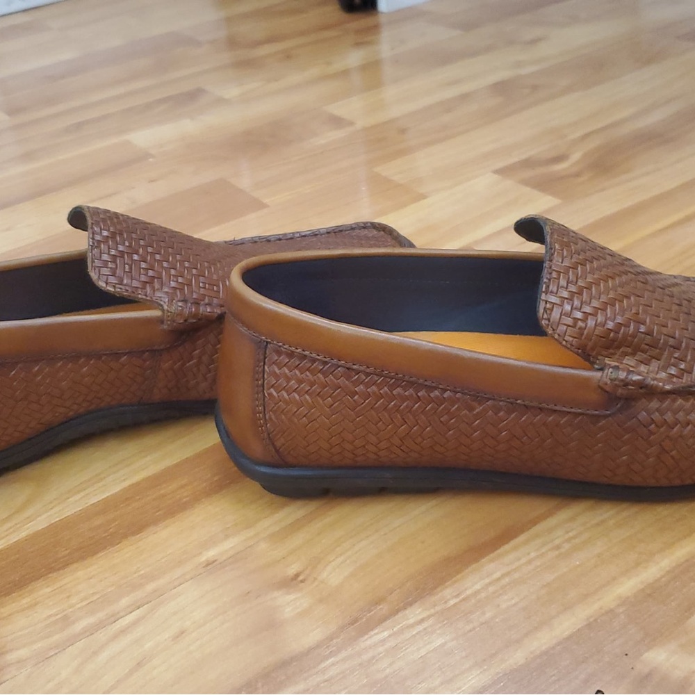 Elegant Brown Woven Leather Loafers for Men